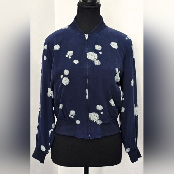 Tibi Jackets & Blazers - Tibi 100% Silk Bomber Jacket/Blazer, Abstract, Navy,  Size 4 (S)